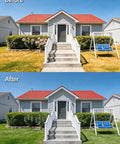 Before and after image of lawn with Heavy Duty Lawn Aerator Shoes With Dual Straps For Stable No Slip Aeration On Grass And Yards