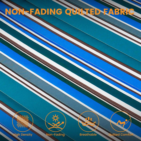 Colorful non-fading quilted fabric texture of 12 Ft Quilted Double Hammock With Spreader Bars And Detachable Pillow, 450 Lbs Weight Capacity.
