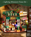 DIY Mini Beer Shop House Kit For Adults 3D Wooden Puzzle Tiny Home With Furnished Interior Book Shelf Decor Craft Project Dope For Puzzle Fans And Beer Lovers Finished Size 6.69 Inch Long By 5.9 Inch Wide By 7.87 Inch Tall