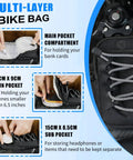 Non Slip Battery Cover Frame Bag For Electric Dirt Bikes 7.8 Inch Storage Pouch Water Resistant with multi-layer pockets.