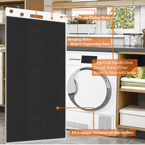 Industrial Strength Appliance Sliders With Pull Straps 49 X 30 Inch Furniture Glide Mat showing strap holes and grab handle details.