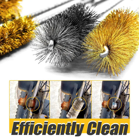 Eight Piece Bore Brush Set For Drills With 304 Stainless Steel And Brass Brushes One Quarter Inch Hex Shanks Fits Three Eighths Inch