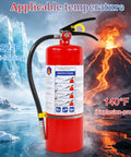 Badass 10 LB ABC Fire Extinguisher Dry Chemical Multi Purpose in front of icy landscape and volcano, showcasing temperature range.