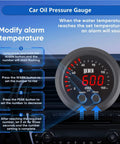 Front view of JJCOCO oil pressure gauge kit, 52 mm digital red display with 1/8 NPT sensor for automotive use.