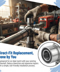 Hands installing Beefy Universal Joint Kit For Tractor Driveshaft With Needle Bearing 441M, heavy duty alloy steel, in workshop