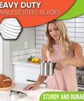 Woman using Pro Grade Dough Blender For Cutting Cold Butter Into Flour Like A Kitchen Boss With Heavy Duty Stainless Steel Blades