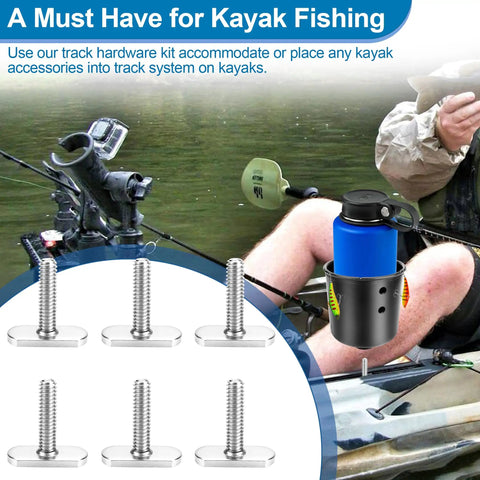 Heavy Duty T Bolts For Kayak Track Rail And T Slot Mount Screw Setup Built Tough, six 1 inch stainless bolts for kayak accessories.