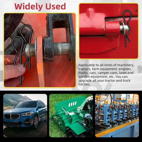 Comprehensive Hitch Pin Clip Kit With 145 Pieces In 6 Sizes R Clips used in various machinery and garden equipment