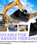 20 Inch No Teeth Flat Backhoe Bucket For Mini Excavator With 2 Pins, Smooth Edge For Ditch Cleaning And Slope Leveling
