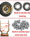 Heavy Duty Rubber Caster Wheels 4 Pack, 10 Inch Swivel Plate Casters With Brakes, showing pneumatic tire and ball bearings.