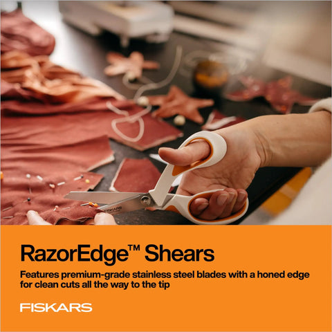 8 Inch RazorEdge Fabric Scissors For Beefy Heavy Duty Cutting, Ultra Sharp Fabric Shears With Smooth Cutting Action And Ergonomic Comfort For All Your Sewing Projects. Stainless steel shears cutting fabric