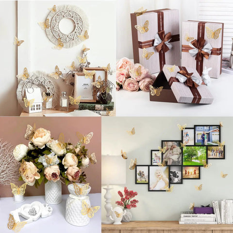 72 Pcs Gold Butterfly Decorations Set With Three Sizes And Three Styles 3D Wall Decor adorning gifts and home settings