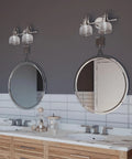 Two Light Coastal Bath Vanity Light With Clear Double Prismatic Glass Shades From Archie Collection Indoor Polished Chrome Finish