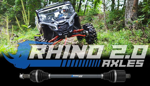 Image of Rhino 2 Point 0 Rear Axle for Can Am Maverick X3 and Max XRS 72in, made with 4340 chromoly steel for off-road performance.