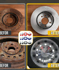 Before and after cleaning results using Top Shelf 12 Piece Wire Wheel And Pen Brush Set For Power Drills.