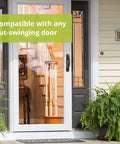 Pull Handle Replacement Kit For Storm And Screen Doors, Matte Black Finish, installed on out-swinging door