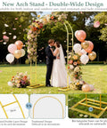 Heavy Duty Balloon Arch Stand 7.2Ft By 4.3Ft Metal Garden Arch Trellis For Climbing Plants Outdoors, Sturdy Gold Wedding Arch