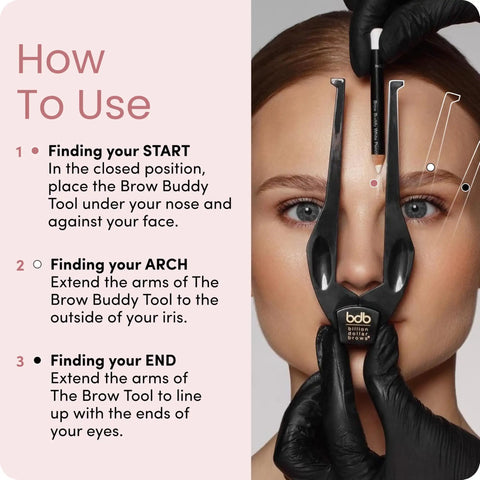 Brow Buddy Kit With Patented Symmetrical Shaping Tool And Contouring Stencil Pro Brow Mapping Set With White Pencil