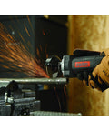 Three Inch Electric Cutoff Tool With Six Amp Motor, High Speed Up To 20k RPM, cutting metal pipe with sparks flying