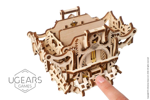 3D Puzzle Deck Box For Card Games That Holds Up To 120 Cards, Wooden Mechanical Kit For Adults, Perfect For Family Game Night And Tabletop RPGs, Easy To Assemble Storage Solution You Can Show Off, wooden deck box close-up