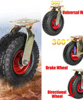 Rugged Heavy Duty Industrial Caster Wheels With Side Brakes Swivel Casters for Furniture and Workbenches Utility Carts with rubber tread