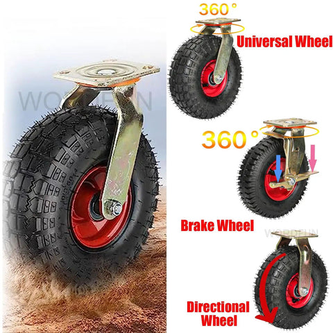 Rugged Heavy Duty Industrial Caster Wheels With Side Brakes Swivel Casters for Furniture and Workbenches Utility Carts with rubber tread