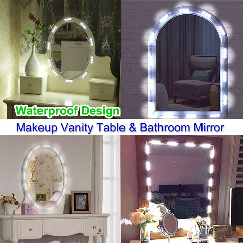 LED Vanity Mirror Lights Kit With Five Color Temperature Hollywood Style Makeup Light 11 Ft Dimmable LED Strip For Table And Bathroom Mirror Brightness Adjustable From Cool White To Warm Yellow Mirror Not Included on different mirror styles