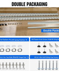 Components of 45 Inch Solar Panel Mount Brackets With Foldable Tilt Legs, hardware pieces shown on wooden surface