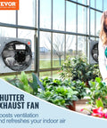 Powerhouse 16 Inch Shutter Exhaust Fan With AC Motor Delivers 2000 CFM installed in greenhouse for ventilation and cooling