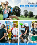 People using Soft TPU Water Bottle 480ml BPA Free Collapsible Leak Proof Hydration Flask for Running Vests Marathon Hiking and Cycling
