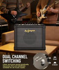 20W Electric Guitar Amplifier With Carry Handle For Practice And Small Gigs Clean And Distortion Channels 3 Band EQ Headphones