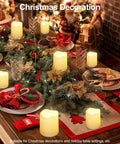 Flameless Votive Candles 24 Pack LED Tea Lights With Realistic Flicker on holiday decorated table