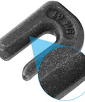 5/16 Inch Weld-On Grade 70 Grab Hook For Flatbed Trailers And Tractors, detail view of steel texture, close-up