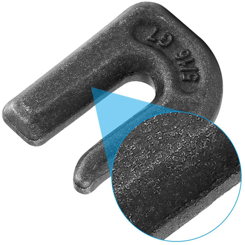 5/16 Inch Weld-On Grade 70 Grab Hook For Flatbed Trailers And Tractors, detail view of steel texture, close-up