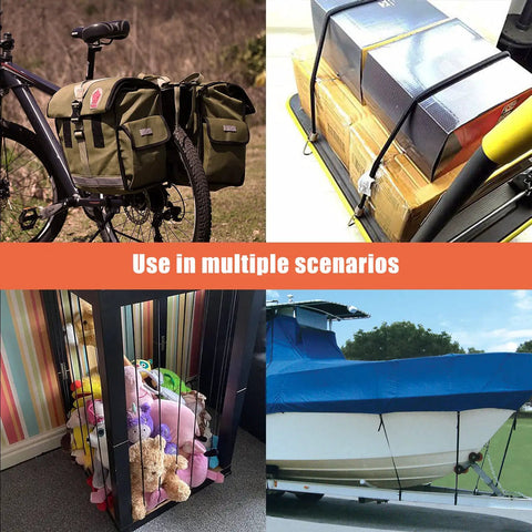 Heavy Duty 24 Inch Bungee Cords With Hooks Pack Of 4 Black Built Tough Industrial Grade Outdoor Tie Downs For Bikes Camping Cars And Gear Securing Cargo Travel Luggage Boats Trucks And More used in various scenarios including bikes and boats.