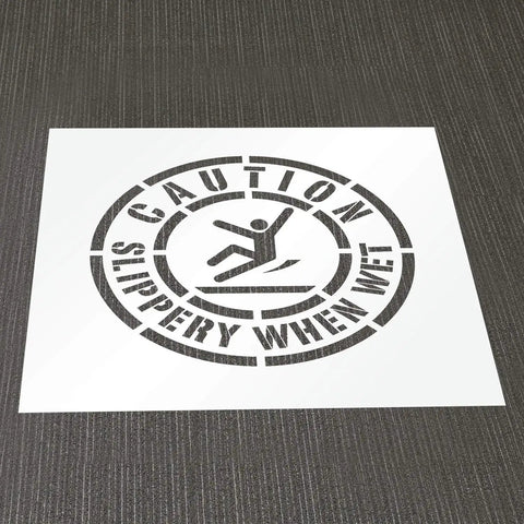 Heavy Duty Kickass Slippery When Wet Warning Stencil With 18 Inch Circle Pattern Hella Durable 63 Mil Plastic Floor Stencil For Bathrooms And Locker Rooms Easy Peasy Cleanup