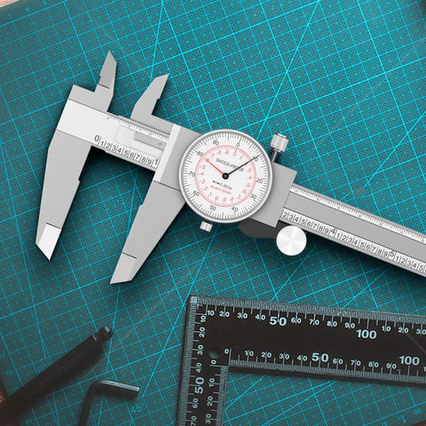 Heavy Duty Dial Caliper Measuring Zero To Six Inches Or One Hundred Fifty Millimeters With Dual Inch And Metric Readouts Built For Hardened Workshop Crews Who Demand Knockout Consistency And Dead Nuts Exactness On Every Single Operation