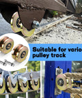2 Pack 4 Inch Heavy Duty Sliding Gate Rollers With V Groove Track Design Double Sealed Bearings 3300 Lb Capacity for various pulley tracks.