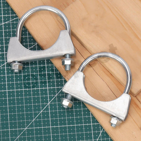 Beefy 2 Piece Exhaust U Clamp Kit 2 Inch 50mm Universal Heavy Duty Muffler U Bolt Clamps For Tip Pipes Connection Galvanized Steel