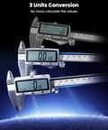 HARDELL Digital Caliper, 6" Rechargeable Calipers with Large LCD Screen displaying three unit conversions.