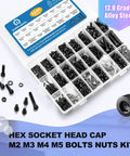 2240 Piece Metric Screw Kit M2 To M5 With 12.9 Grade Alloy Steel Hex Socket Bolts And Machine Screws Black Zinc Plated