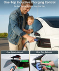 Heavy Duty Level 2 Electric Vehicle Charger With 32 Amp Power And A No Fuss Nema 14 50 Plug For Smooth Tesla Juice Up Routines Right In Your Garage At Home, showing one-tap inductive charging control.