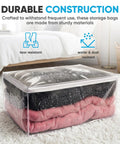 Large 90L Clear Zippered Comforter Storage Bag For Blankets Bedding Clothes And Pillows Super Handy Durable Plastic Organizer