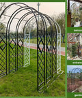 Metal Garden Arch Trellis For Climbing Plants And Vines Backyard Wedding Ceremony Decor Outdoor Pergola Arbor Ready To Support Flowers Roses And Ivy, Sturdy Black Yard Arch For Patios And Gardens