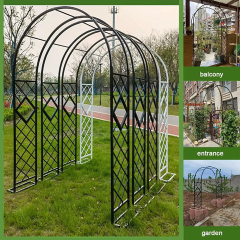 Metal Garden Arch Trellis For Climbing Plants And Vines Backyard Wedding Ceremony Decor Outdoor Pergola Arbor Ready To Support Flowers Roses And Ivy, Sturdy Black Yard Arch For Patios And Gardens