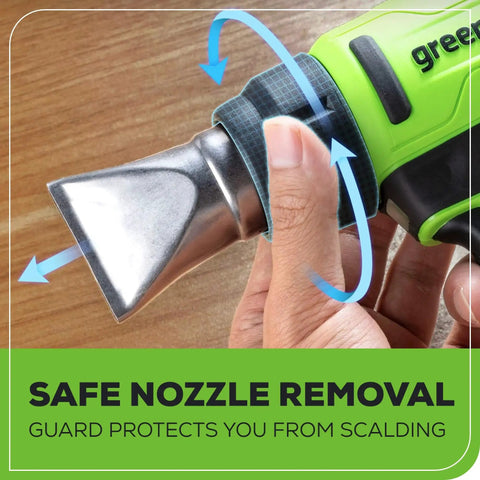 Cordless Heat Gun Kit With 24V Battery And Charger Included, safe nozzle removal demonstration, portable hot air tool
