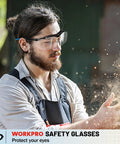 Person wearing Two Pack Safety Glasses With Anti Fog Coating And Adjustable Temples For Outdoor Work ANSI Z87.1 in carpentry