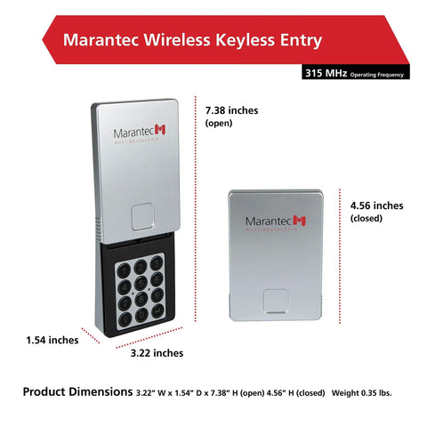 Wireless Keyless Garage Entry System With PIN Access dimensions and features shown