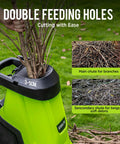 Electric Wood Chipper Shredder With 55L Collection Bin, 15 Amp Motor Up To 4000 RPM, Dual SK5 Steel Blades Mulching Twigs