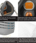 Respirator Mask With 13-Piece Filter Kit For Dust Gases Fumes Asbestos Organic Vapors And Chemicals internal design features and N90 filter.